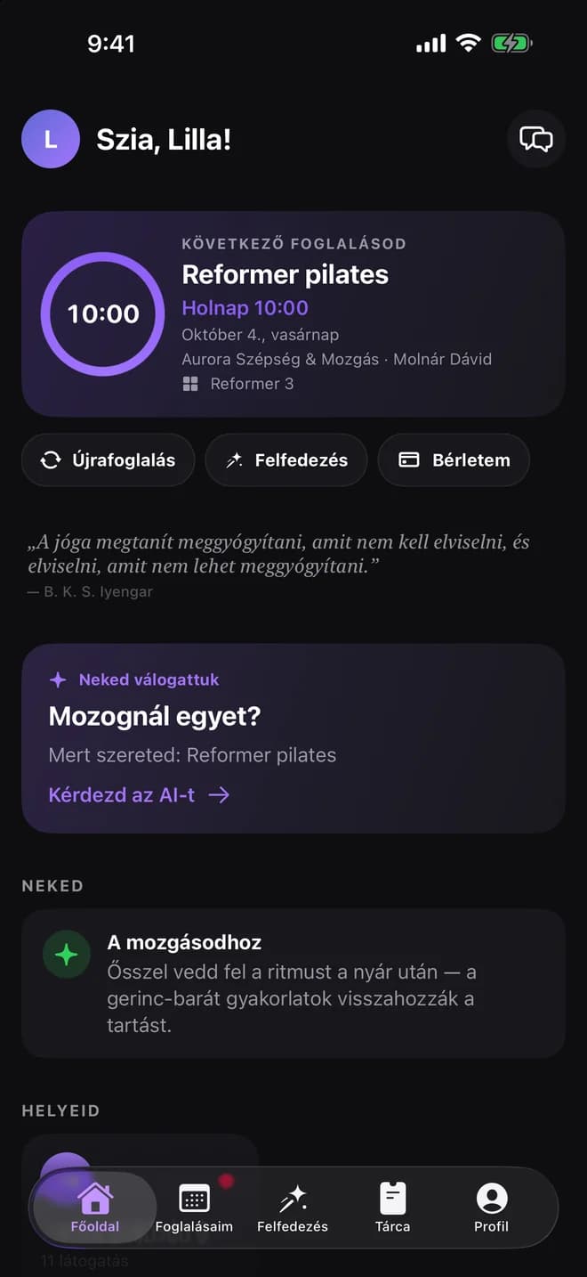 Xenla vendég-app: a következő foglalás visszaszámlálóval, újrafoglalás és bérlet egy koppintásra